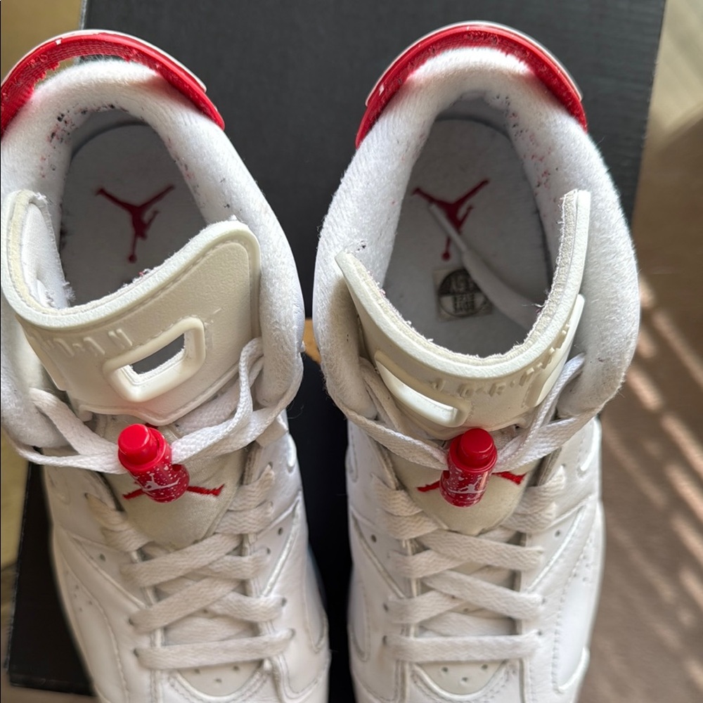 Jordan 6 Kids Sneakers - White and Red - Picture 7 of 11